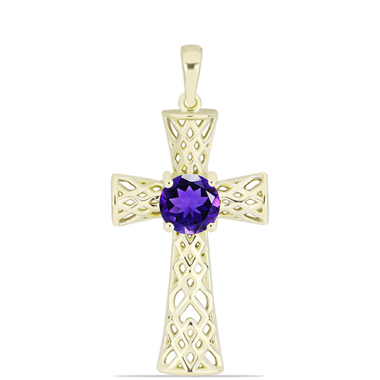 Goldplattierter Silberanhänger mit marokkanischem Amethyst