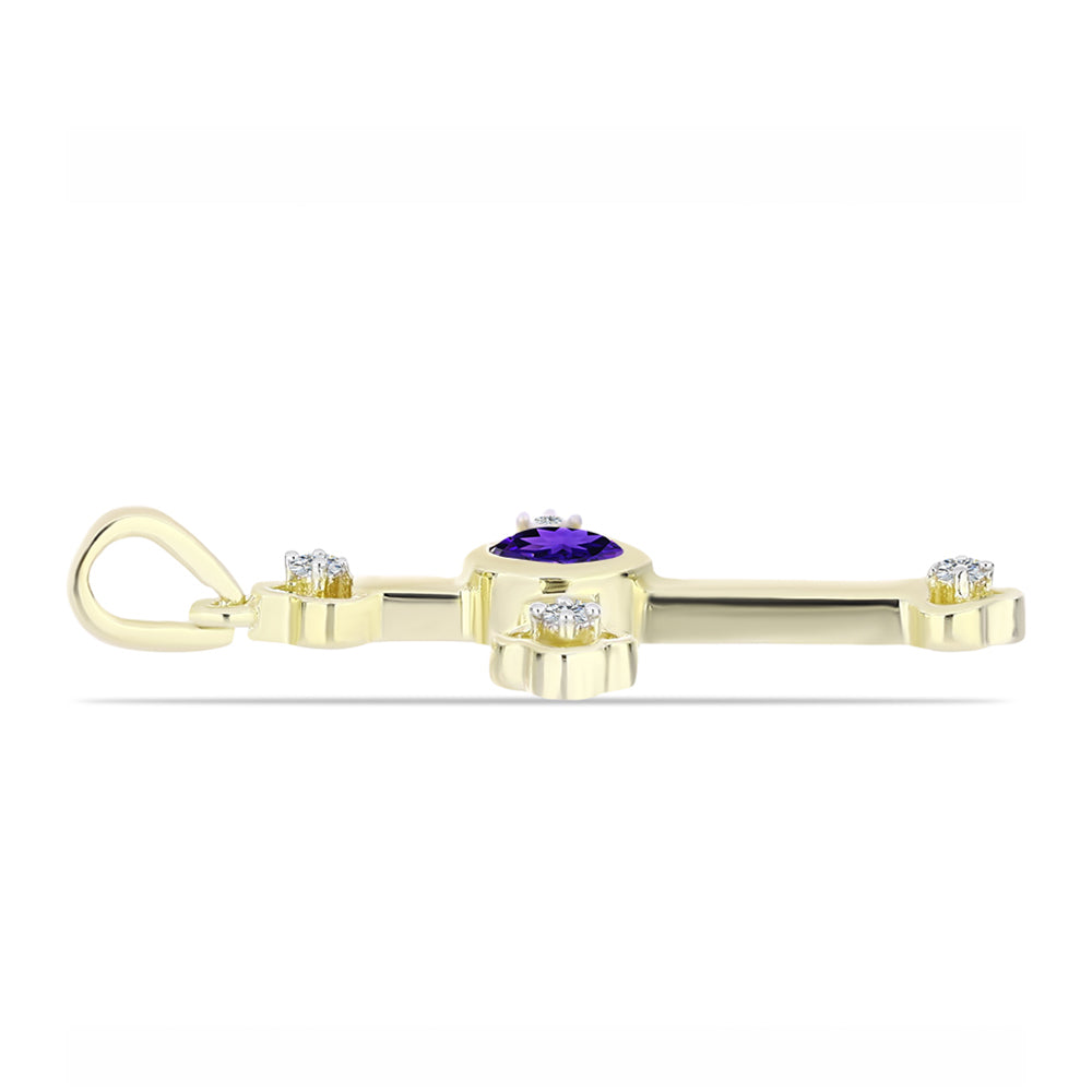 Goldplattierter Silberanhänger mit marokkanischem Amethyst und weißem Topas 2 