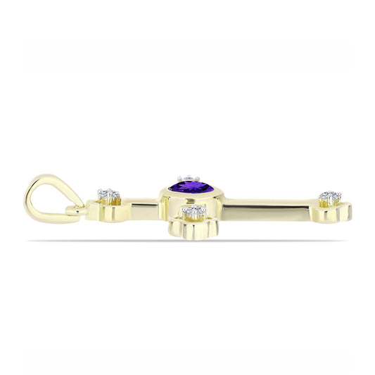 Goldplattierter Silberanhänger mit marokkanischem Amethyst und weißem Topas