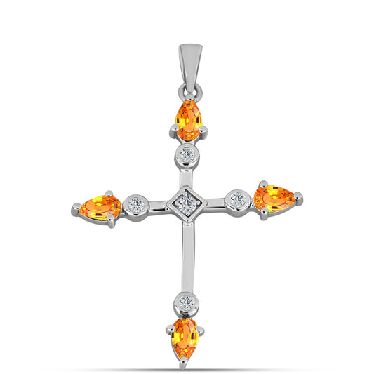 Silberanhänger mit Padparadscha Saphir und weißem Topas
