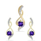 schmuckgarnitur aus Goldplattierte Silber mit marokkanischem Amethyst und weißem Topas