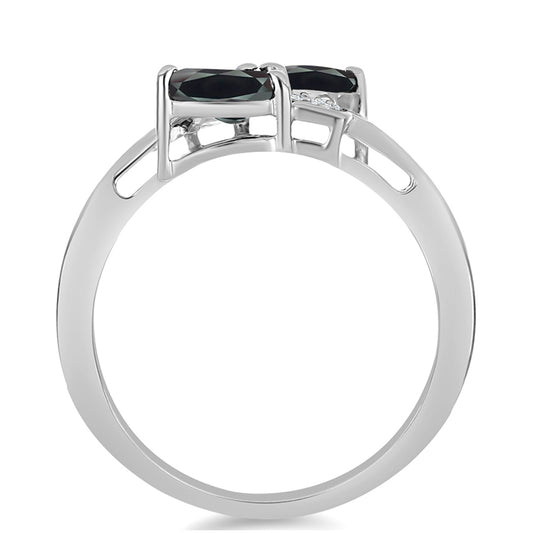 Silberring mit Obsidian und weißem Topas