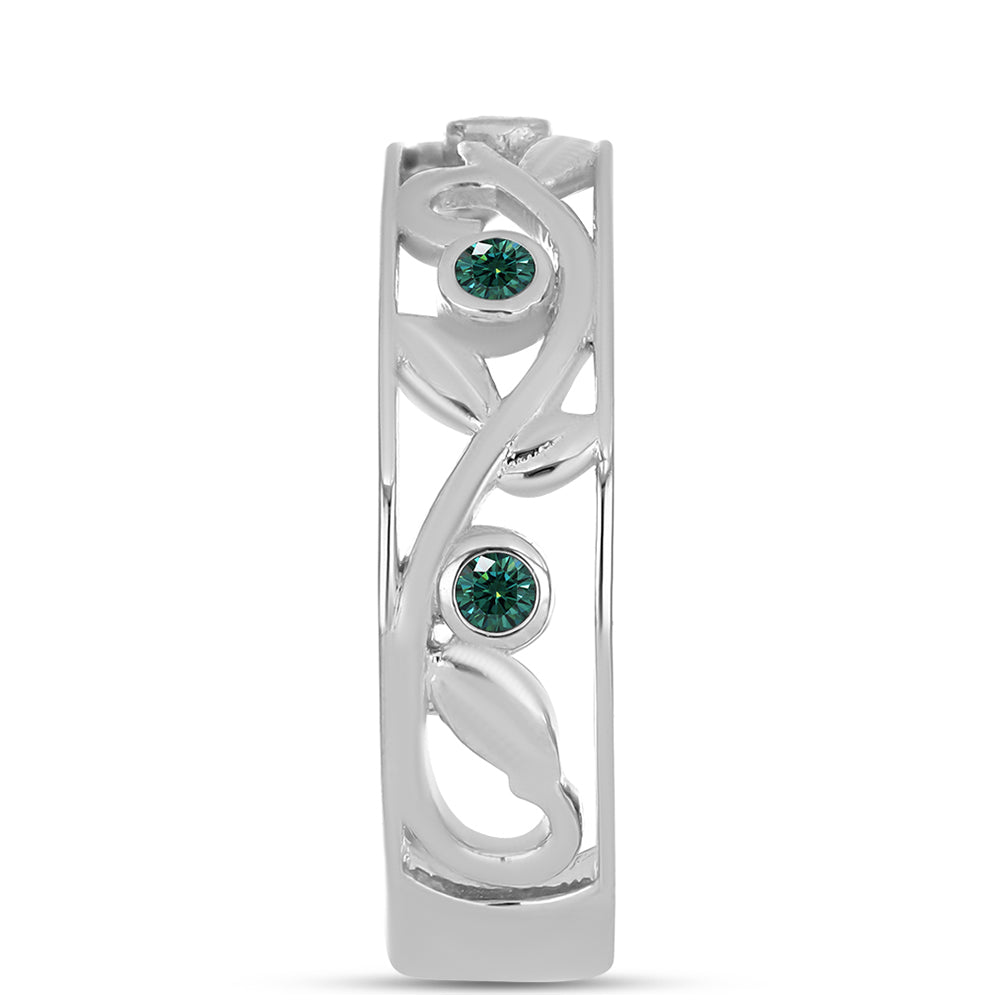Silberring mit grünlich-meerblauem Moissanit 4 