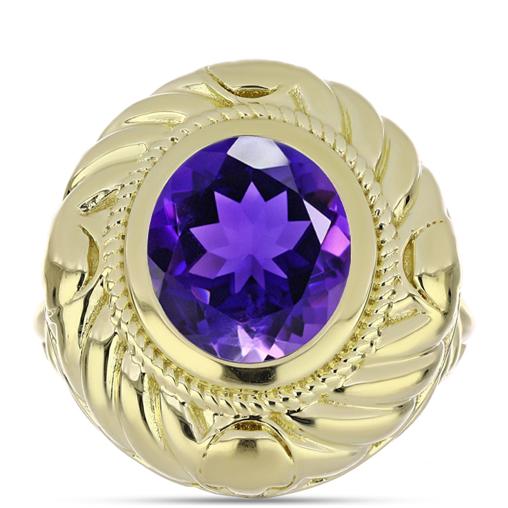 Goldplattierter Silberring mit marokkanischem Amethyst 1 