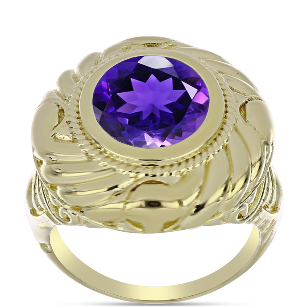 Goldplattierter Silberring mit marokkanischem Amethyst 3 