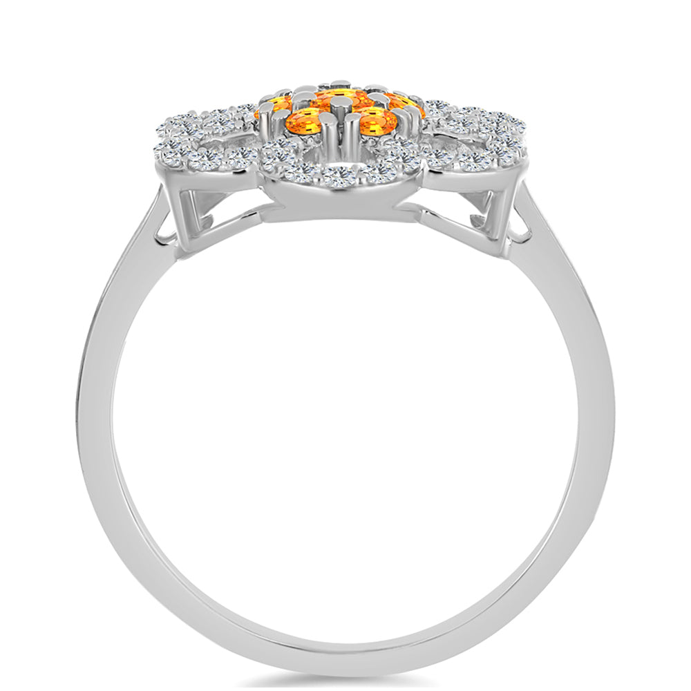 Silberring mit Padparadscha Saphir und weißem Topas 2 
