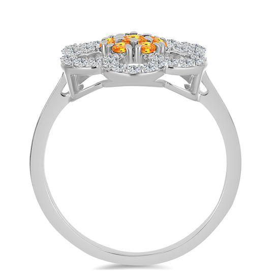 Silberring mit Padparadscha Saphir und weißem Topas