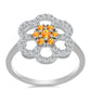 Silberring mit Padparadscha Saphir und weißem Topas