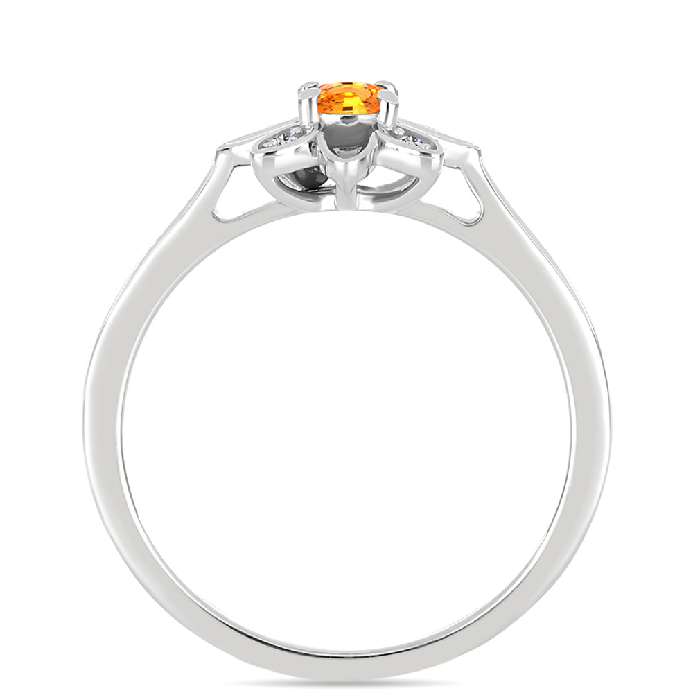 Silberring mit Padparadscha Saphir und weißem Topas 2 