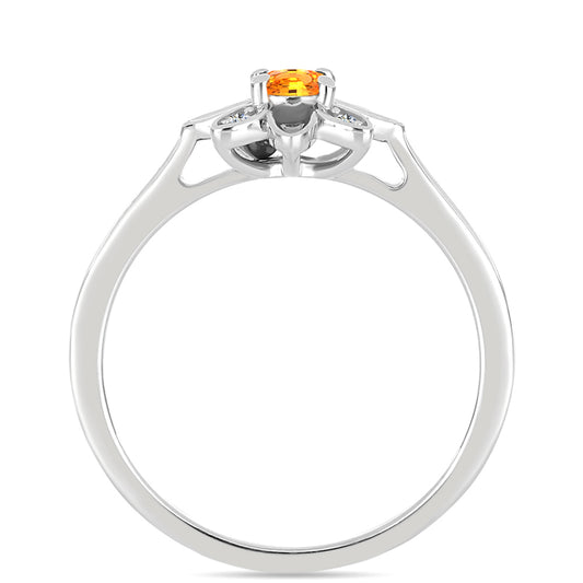 Silberring mit Padparadscha Saphir und weißem Topas