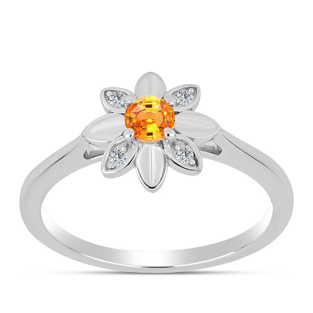 Silberring mit Padparadscha Saphir und weißem Topas 3 