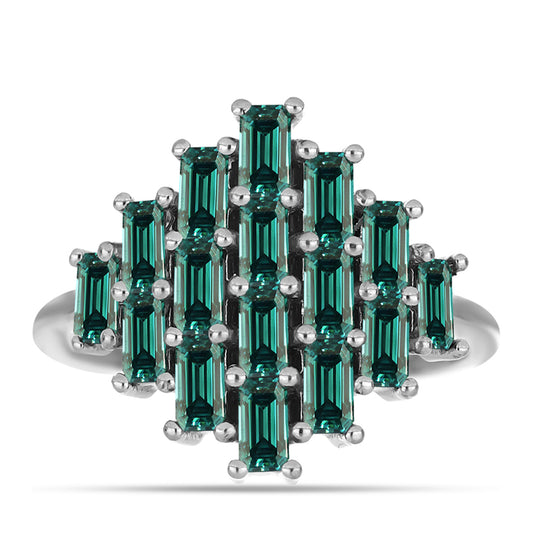 Silberring mit grünlich-meerblauem Moissanit