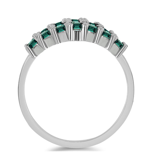 Silberring mit grünlich-meerblauem Moissanit