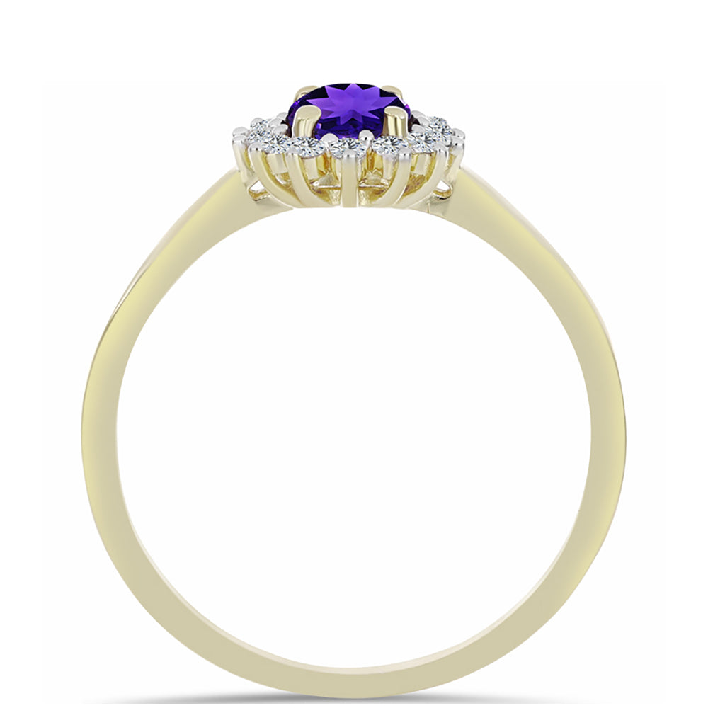 Goldplattierter Silberring mit marokkanischem Amethyst und weißem Topas 2 