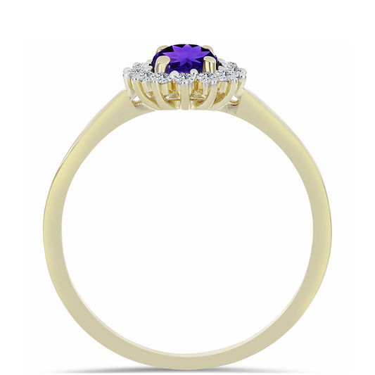 Goldplattierter Silberring mit marokkanischem Amethyst und weißem Topas