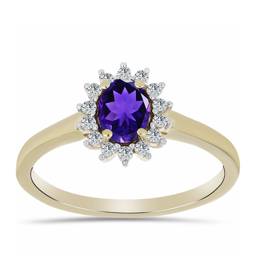 Goldplattierter Silberring mit marokkanischem Amethyst und weißem Topas 3 
