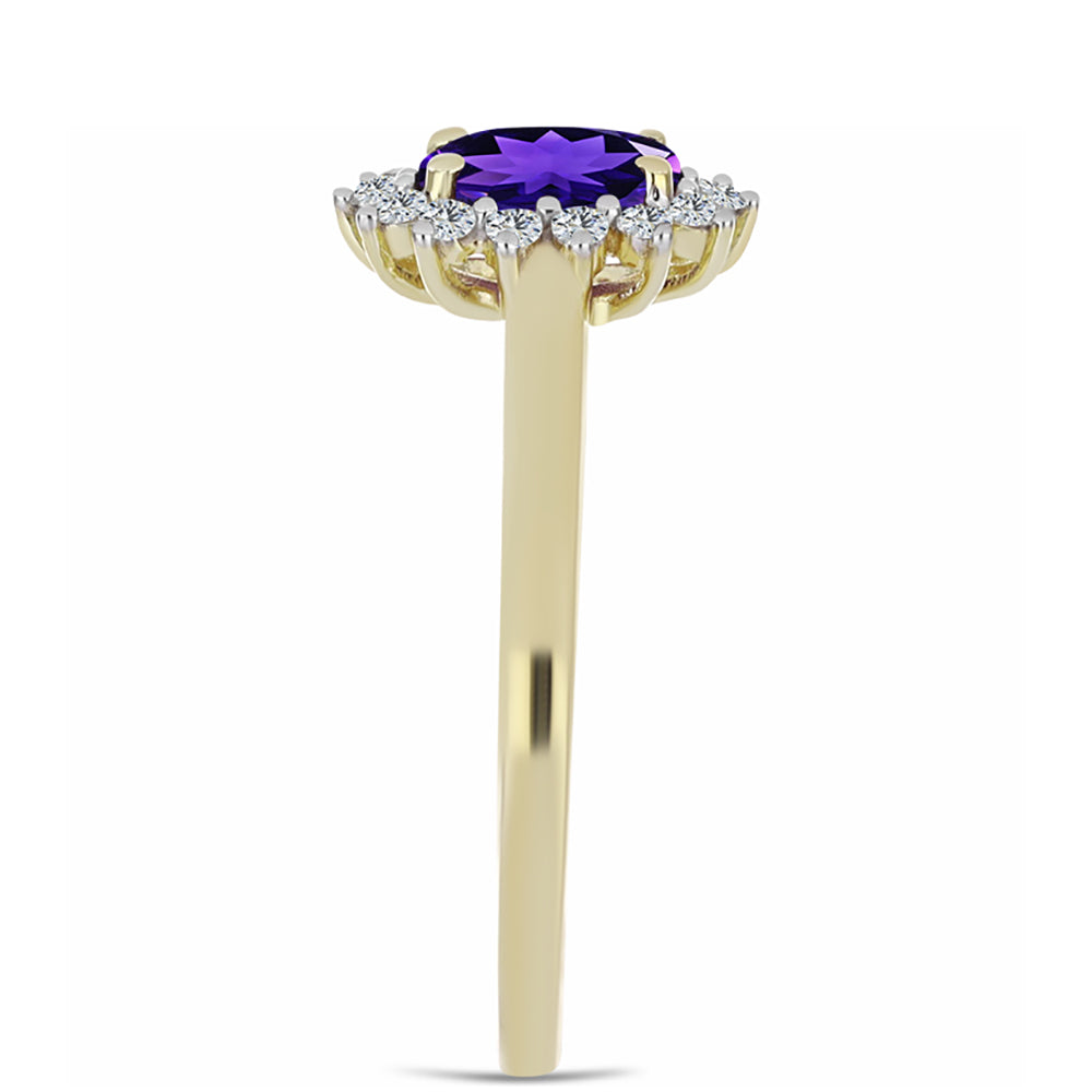 Goldplattierter Silberring mit marokkanischem Amethyst und weißem Topas 4 