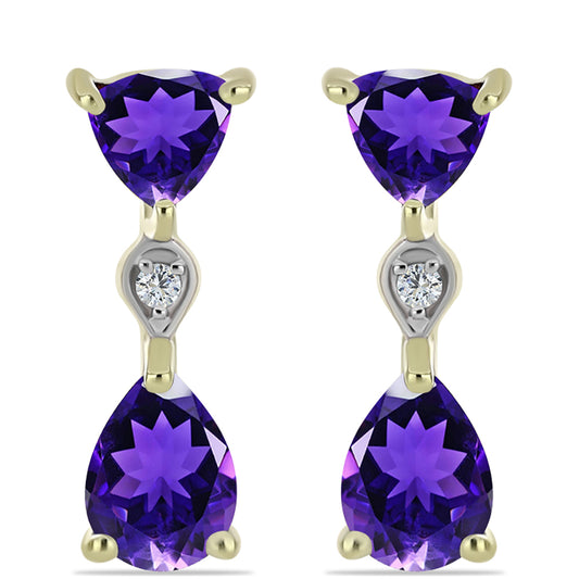 Goldplattierte Silberohrringe mit marokkanischem Amethyst und weißem Topas