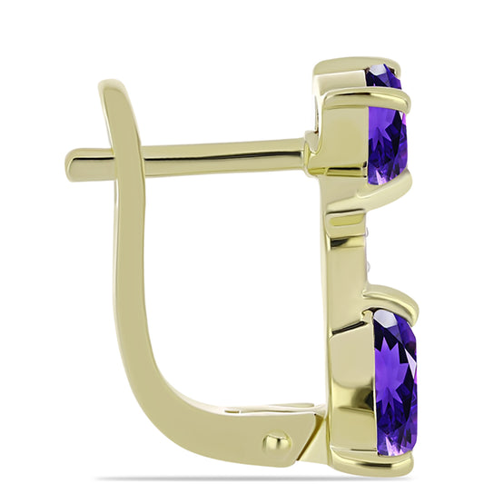 Goldplattierte Silberohrringe mit marokkanischem Amethyst und weißem Topas