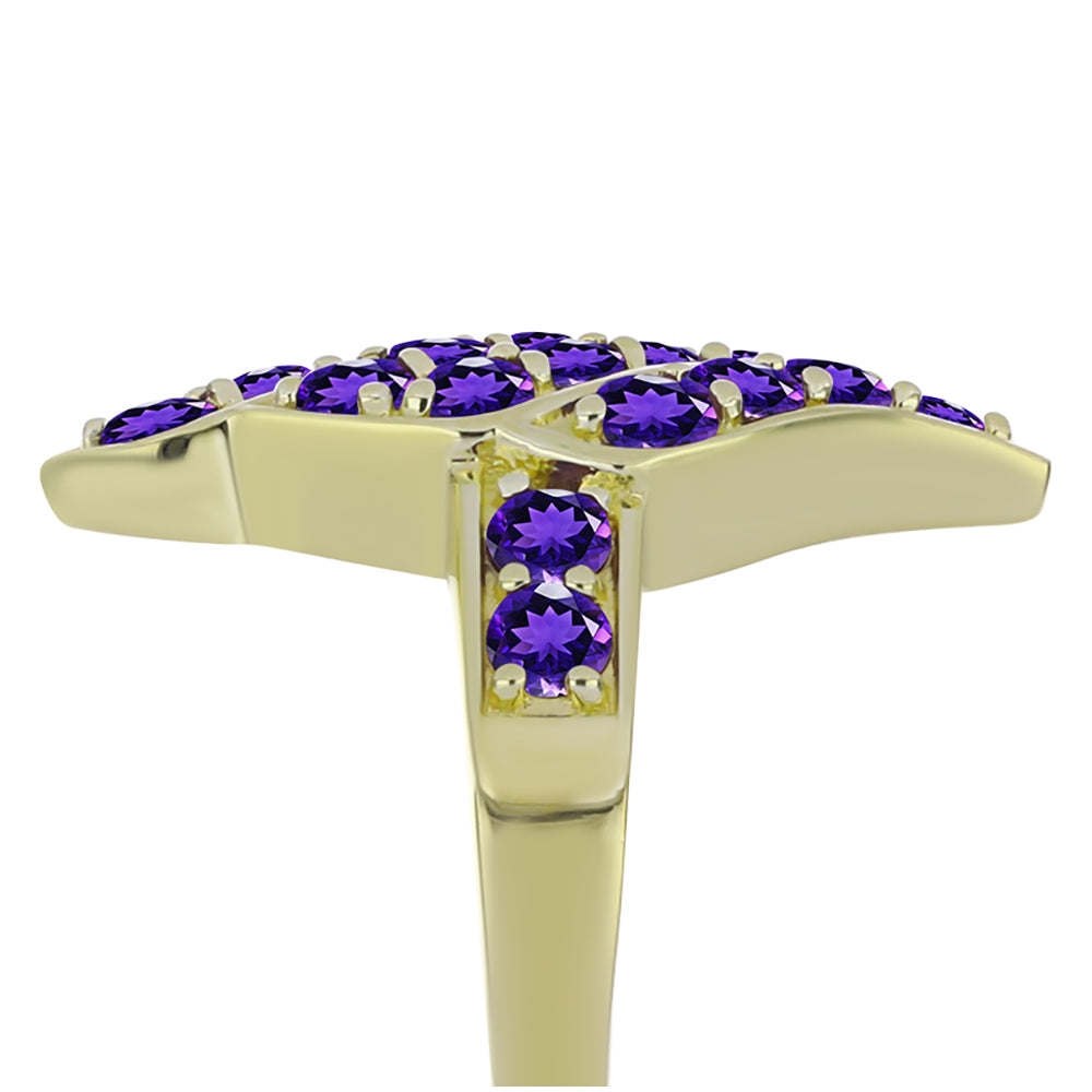 Goldplattierter Silberring mit marokkanischem Amethyst 4 