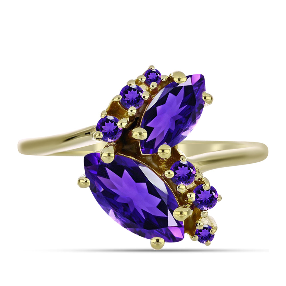 Goldplattierter Silberring mit marokkanischem Amethyst 1 