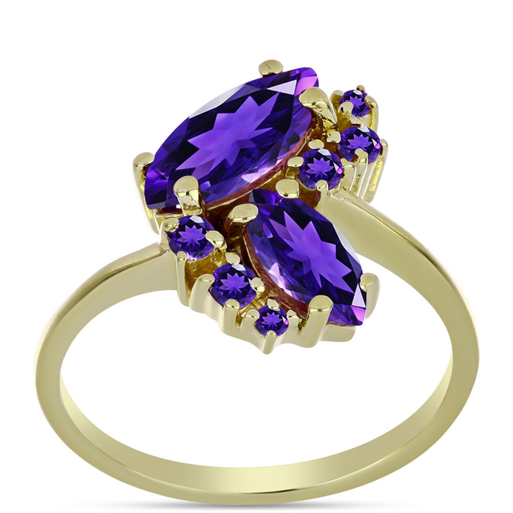 Goldplattierter Silberring mit marokkanischem Amethyst 3 