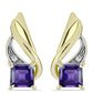 Goldplattierte Silberohrringe mit marokkanischem Amethyst und weißem Topas