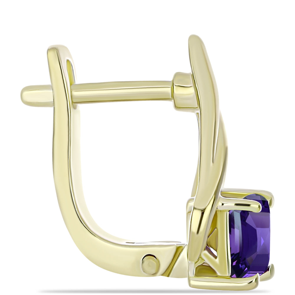 Goldplattierte Silberohrringe mit marokkanischem Amethyst und weißem Topas 2 