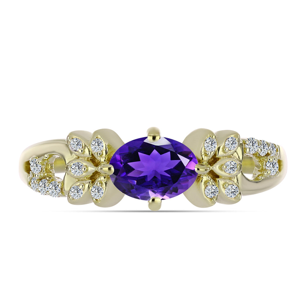 Goldplattierter Silberring mit marokkanischem Amethyst und weißem Topas 1 