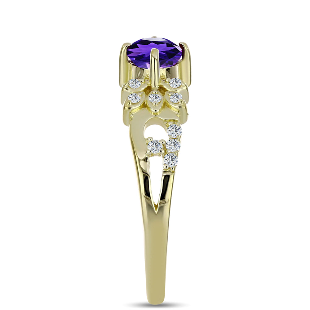 Goldplattierter Silberring mit marokkanischem Amethyst und weißem Topas 4 