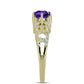 Goldplattierter Silberring mit marokkanischem Amethyst und weißem Topas