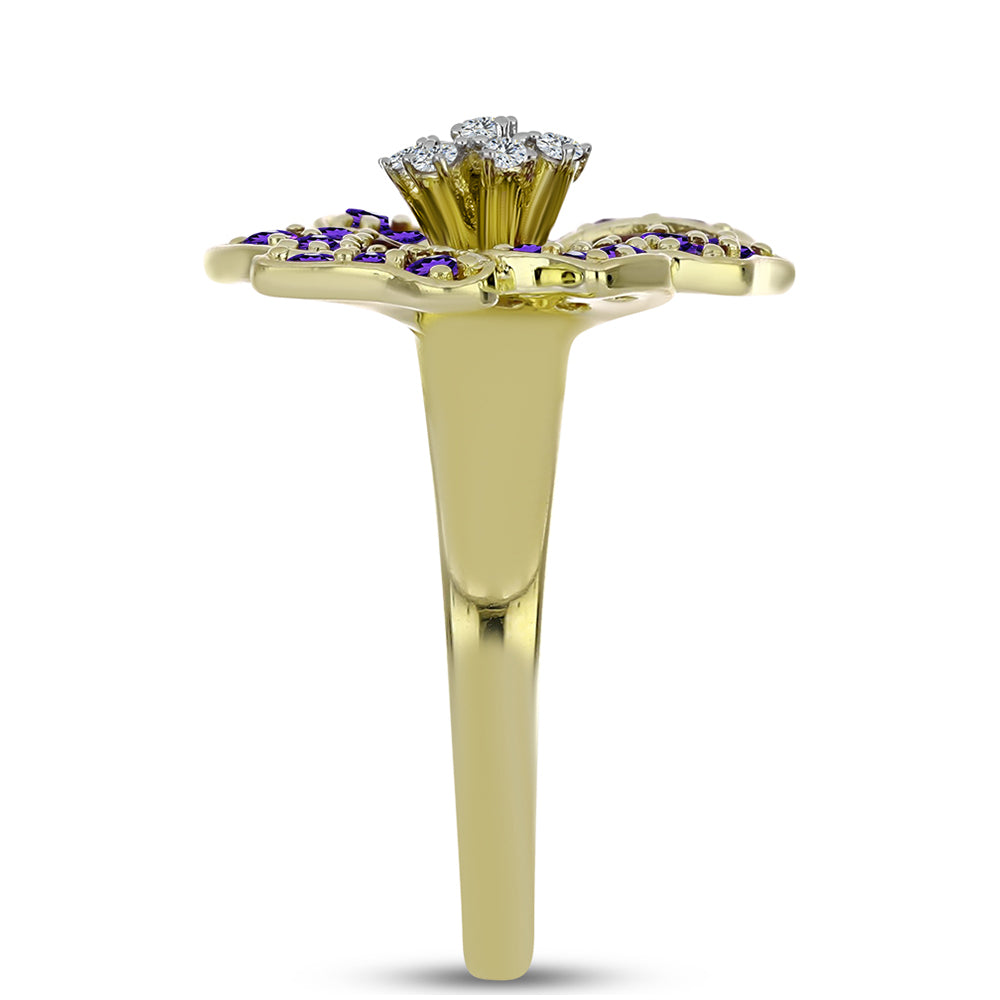 Goldplattierter Silberring mit marokkanischem Amethyst und weißem Topas 4 