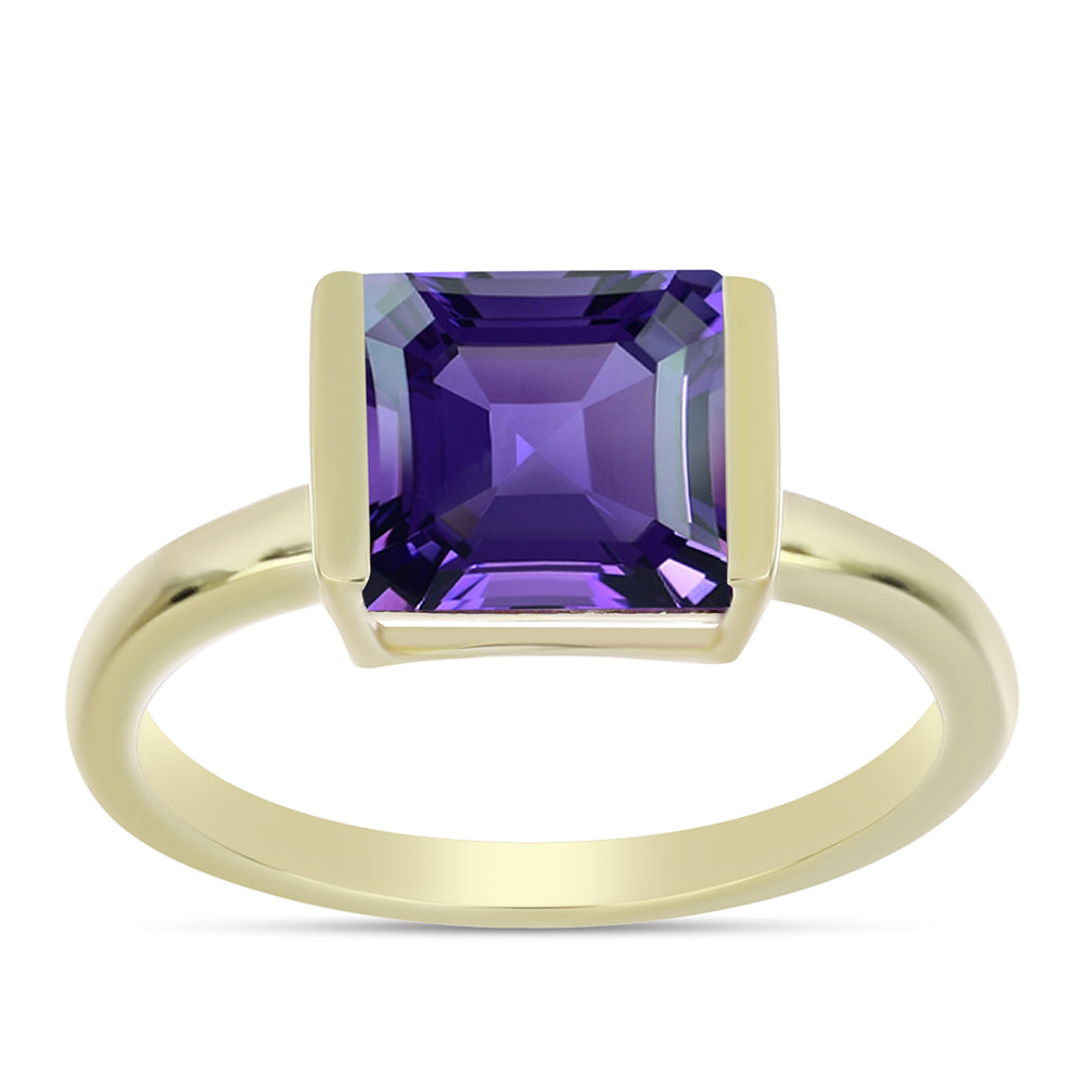 Goldplattierter Silberring mit marokkanischem Amethyst 3 