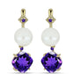 Goldplattierte Silberohrringe mit marokkanischem Amethyst und weißer Süßwasserperle