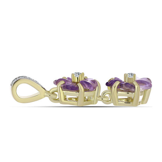 Goldplattierter Silberanhänger mit marokkanischem Amethyst und brasilianischem Amethyst
