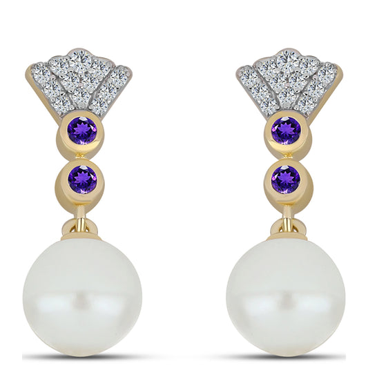 Goldplattierter Silberanhänger mit marokkanischem Amethyst und weißer Süßwasserperle
