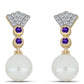 Goldplattierter Silberanhänger mit marokkanischem Amethyst und weißer Süßwasserperle