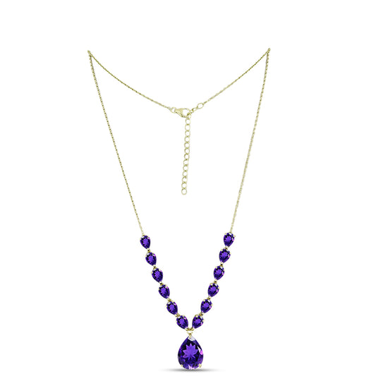 Goldplattierte Silberhalskette mit marokkanischem Amethyst