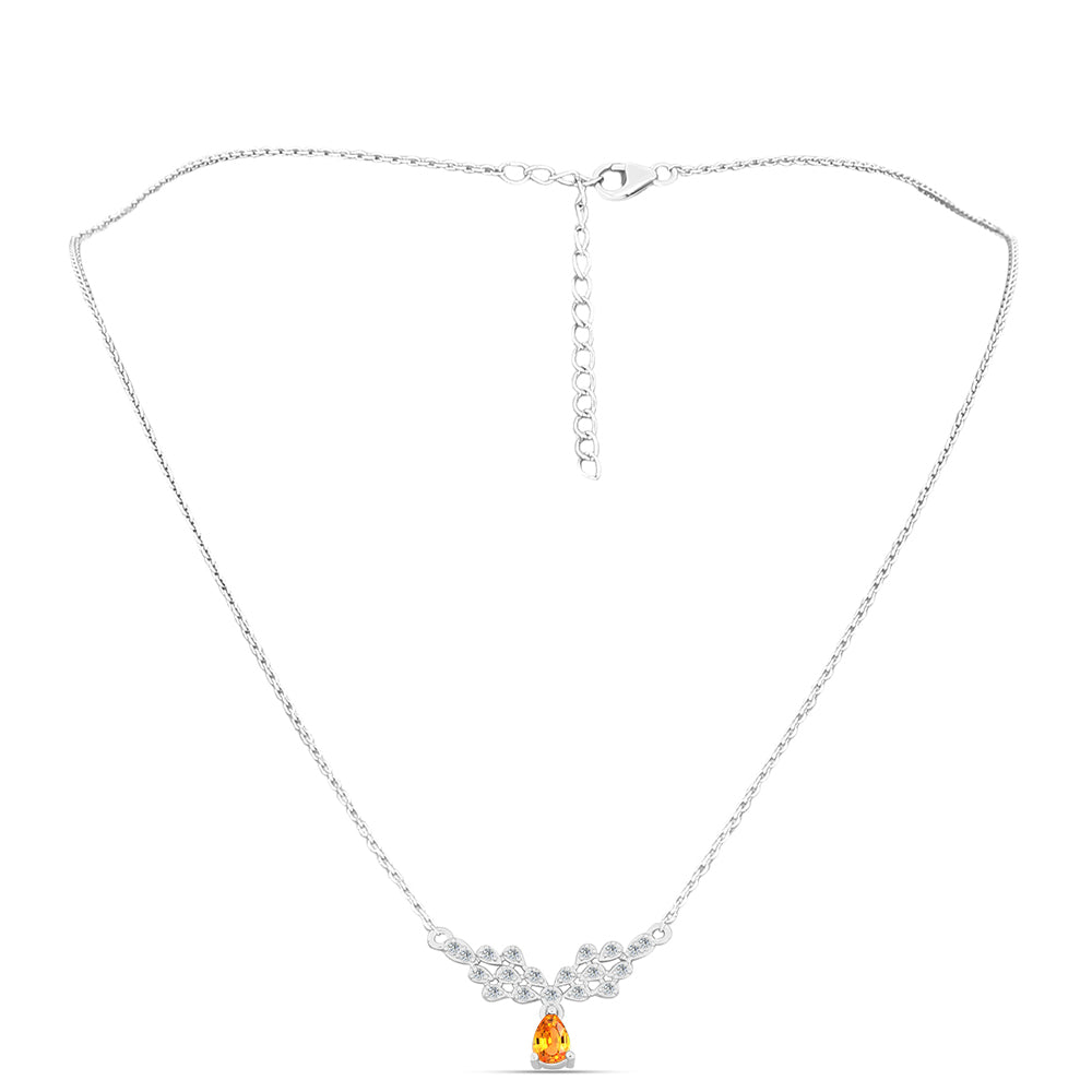 Silberhalskette mit Padparadscha Saphir und weißem Topas