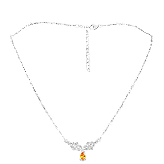 Silberhalskette mit Padparadscha Saphir und weißem Topas