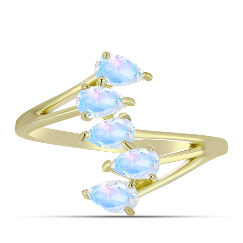 Goldplattierter Silberring mit Regenbogenmondstein 1 