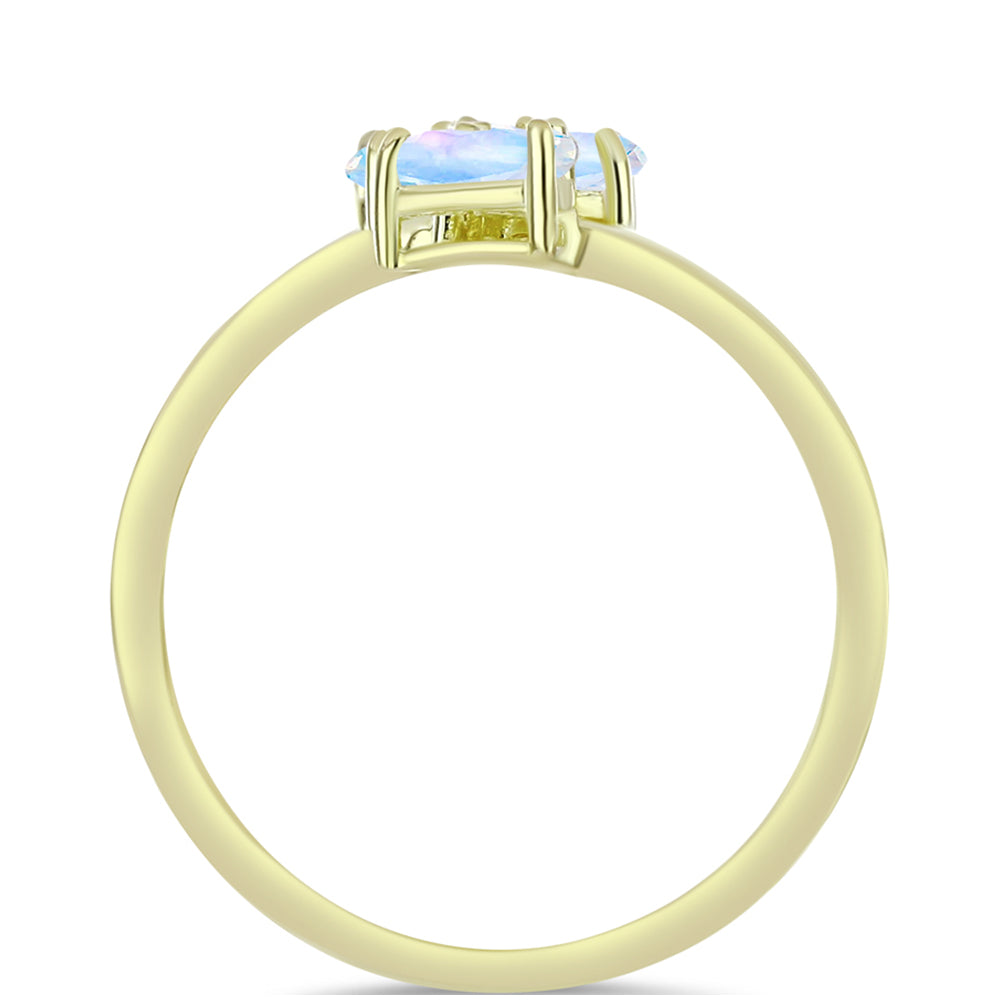 Goldplattierter Silberring mit Regenbogenmondstein 2 
