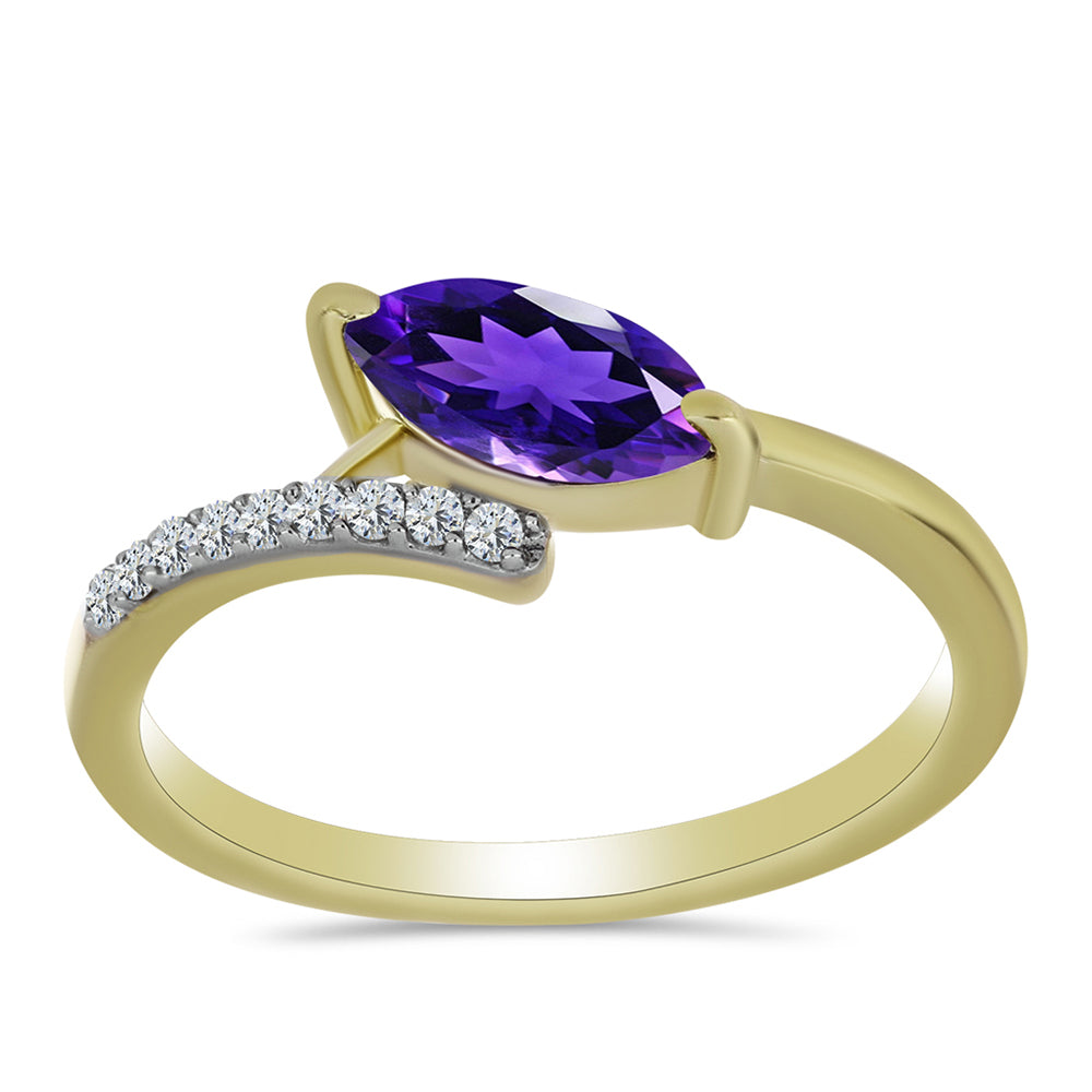 Goldplattierter Silberring mit marokkanischem Amethyst und weißem Topas 3 