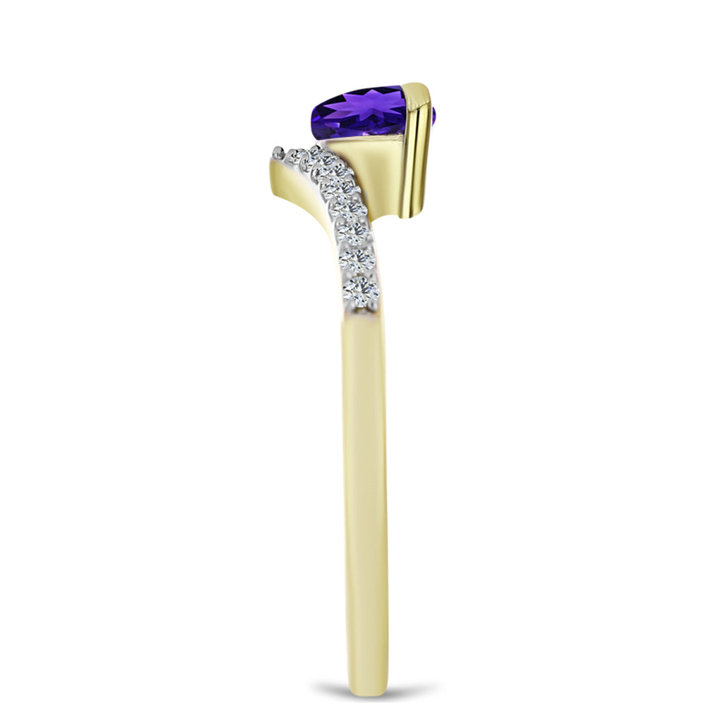 Goldplattierter Silberring mit marokkanischem Amethyst und weißem Topas 4 
