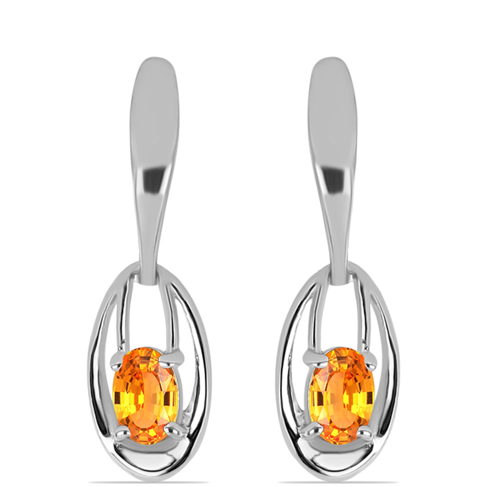Silberohrringe mit Padparadscha Saphir