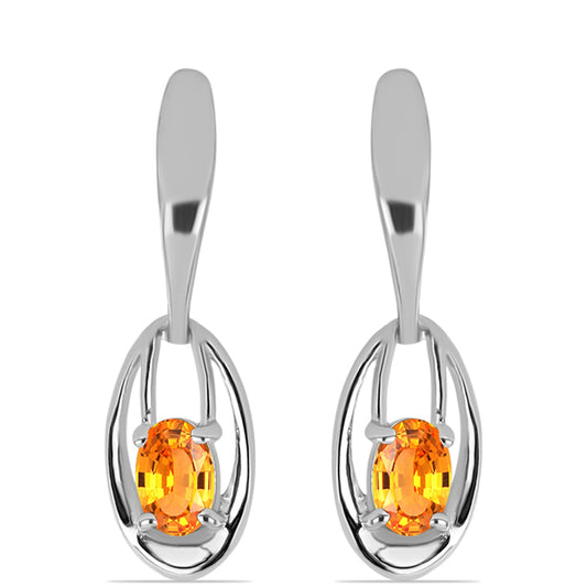 Silberohrringe mit Padparadscha Saphir