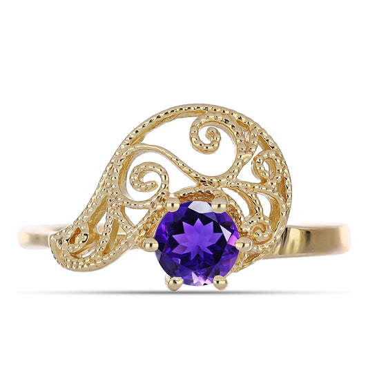 Goldplattierter Silberring mit marokkanischem Amethyst