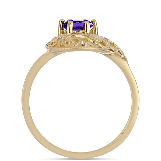 Goldplattierter Silberring mit marokkanischem Amethyst