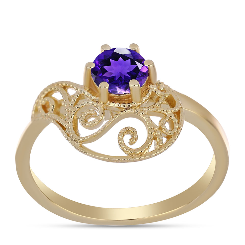 Goldplattierter Silberring mit marokkanischem Amethyst 3 