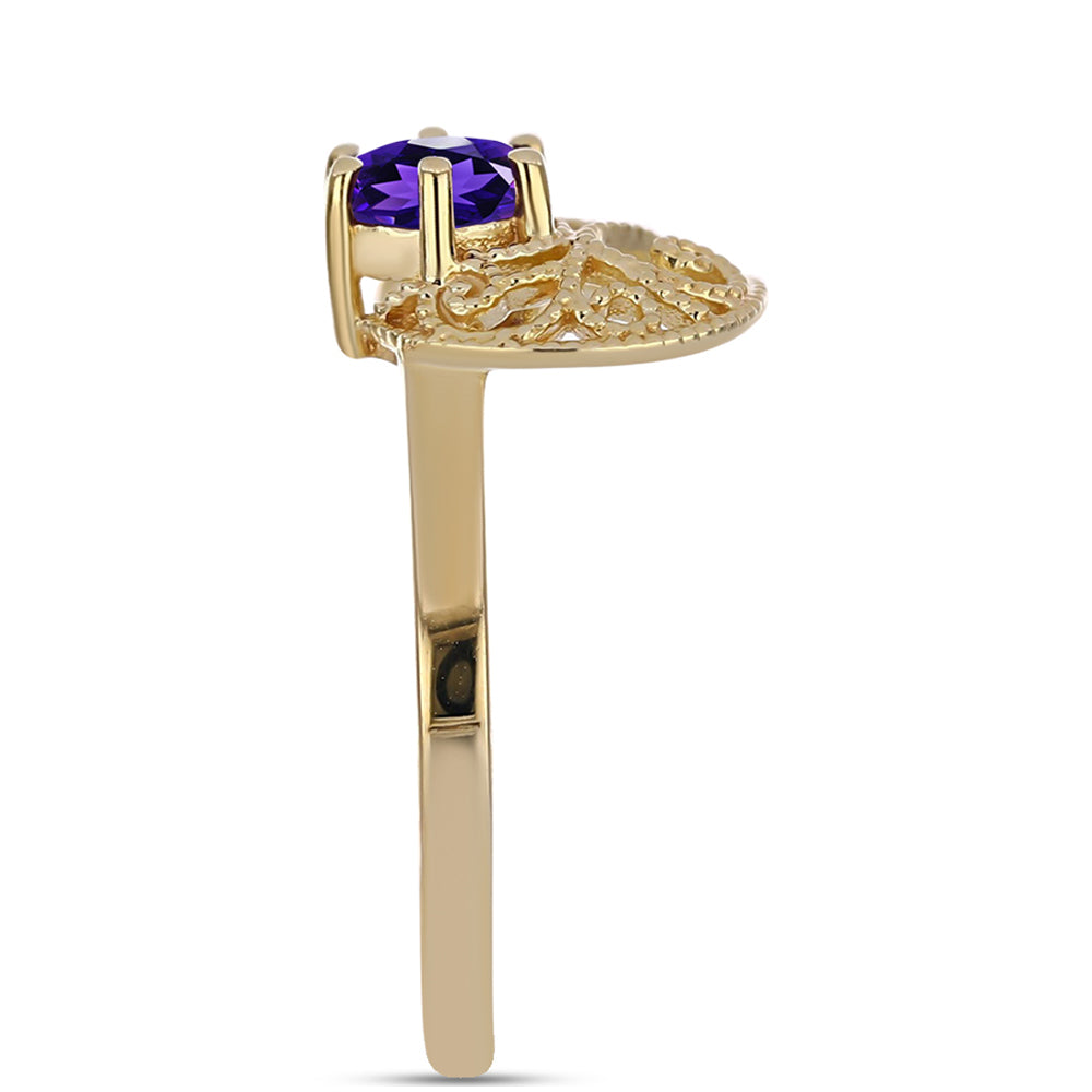 Goldplattierter Silberring mit marokkanischem Amethyst 4 